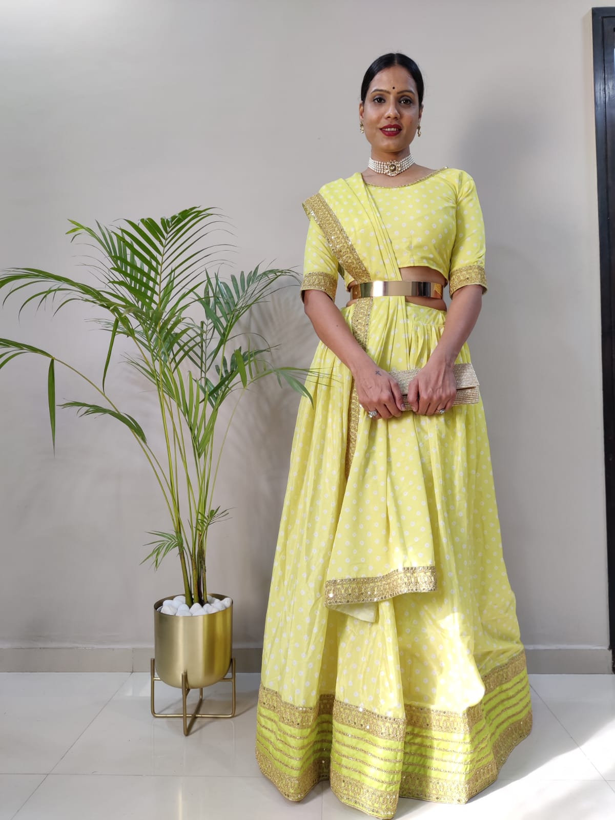 Ceremony Wear Yellow Color Lehenga Choli