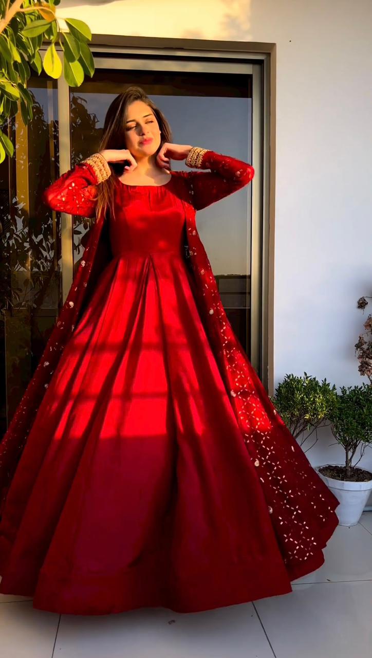 Red Color Innovative Gown With Koti