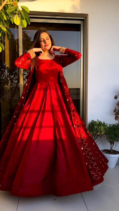 Red Color Innovative Gown With Koti