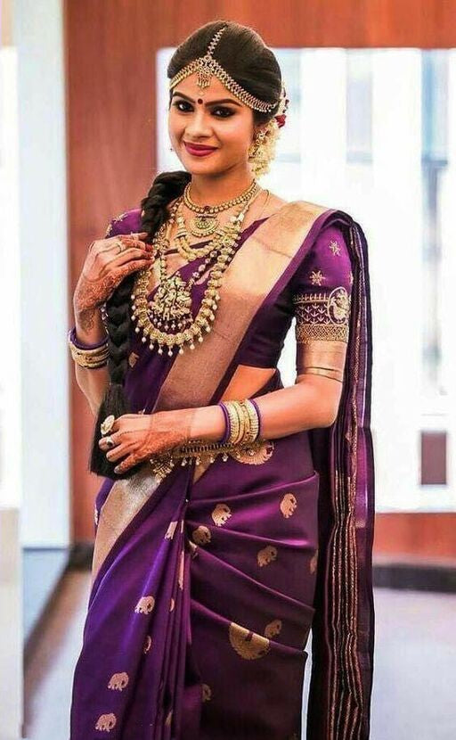 Wine Color Soft Golden Design Admiring Saree