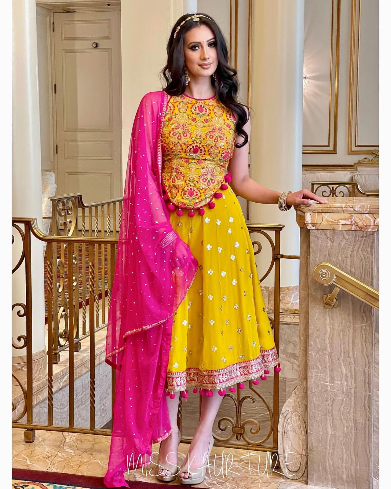 Ceremony Wear Yellow Short Lehenga Choli