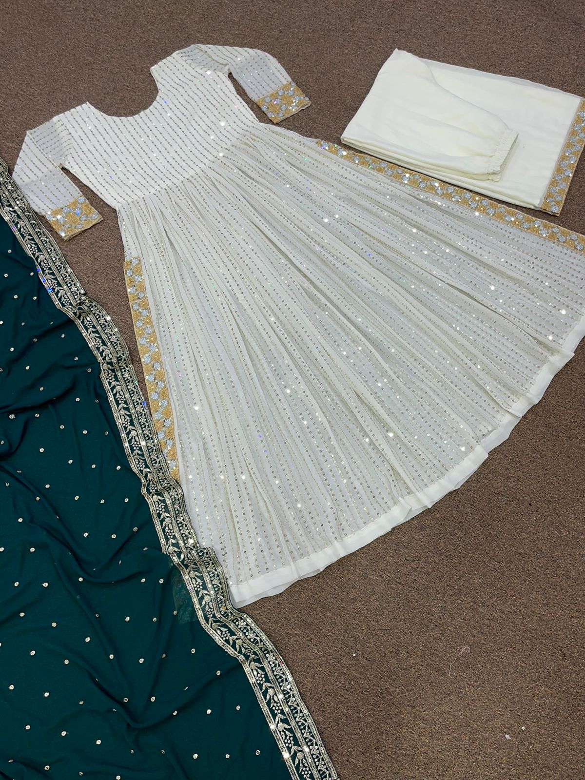 Stylish White Color Sequence Work Salwar Suit