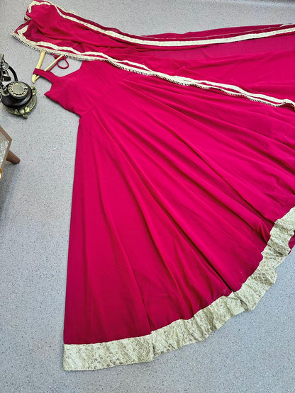 Exclusive Red Color Embroidery Sequence Work Gown