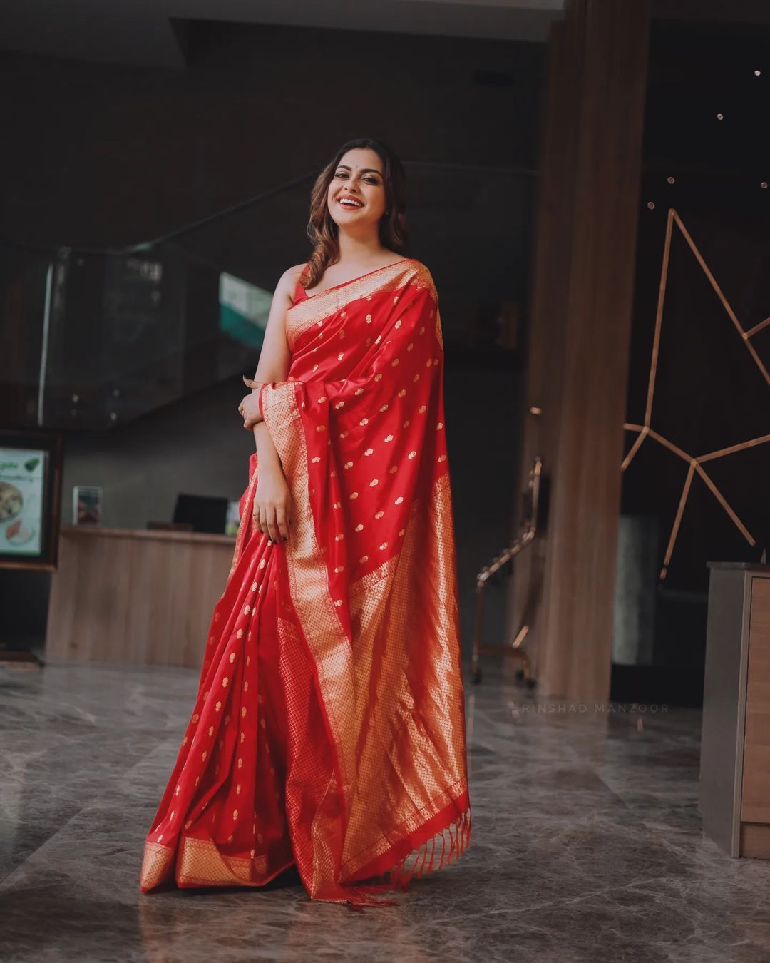 Attractive Red Color Soft Lichi Silk Saree