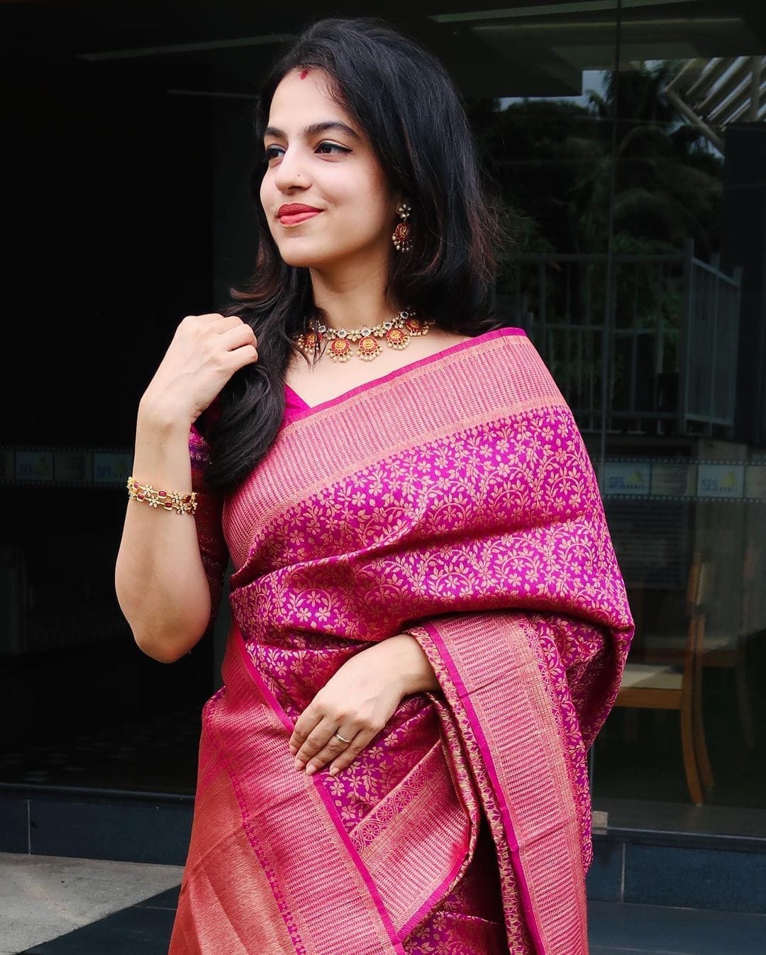 Delicate Pink Color Soft Lichi Silk Saree