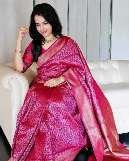 Delicate Pink Color Soft Lichi Silk Saree