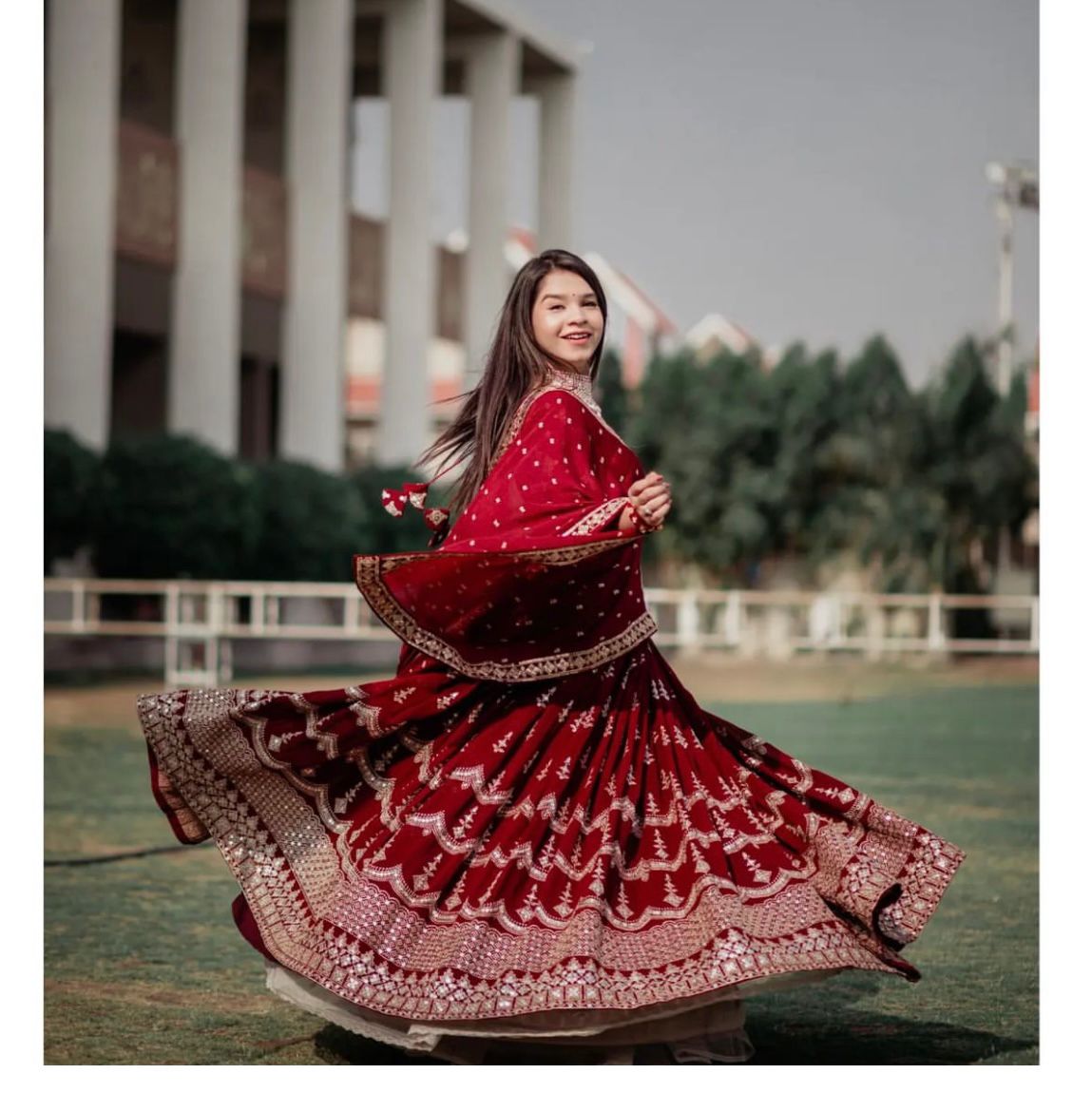 Festive Wear  Red Color Sequence Work Lehenga Choli