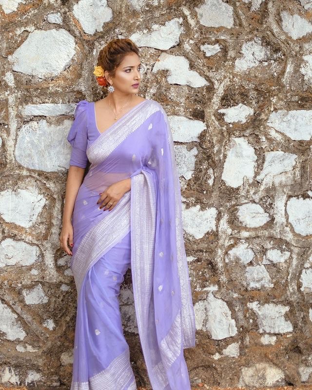 Fantastic Lavender Color Cotton Silk Saree