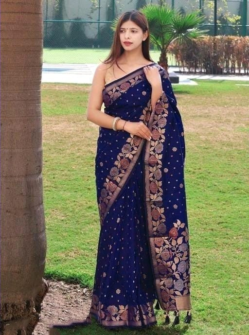 Superhit Soft Kanjivaram Banarasi Silk Blue Color Saree