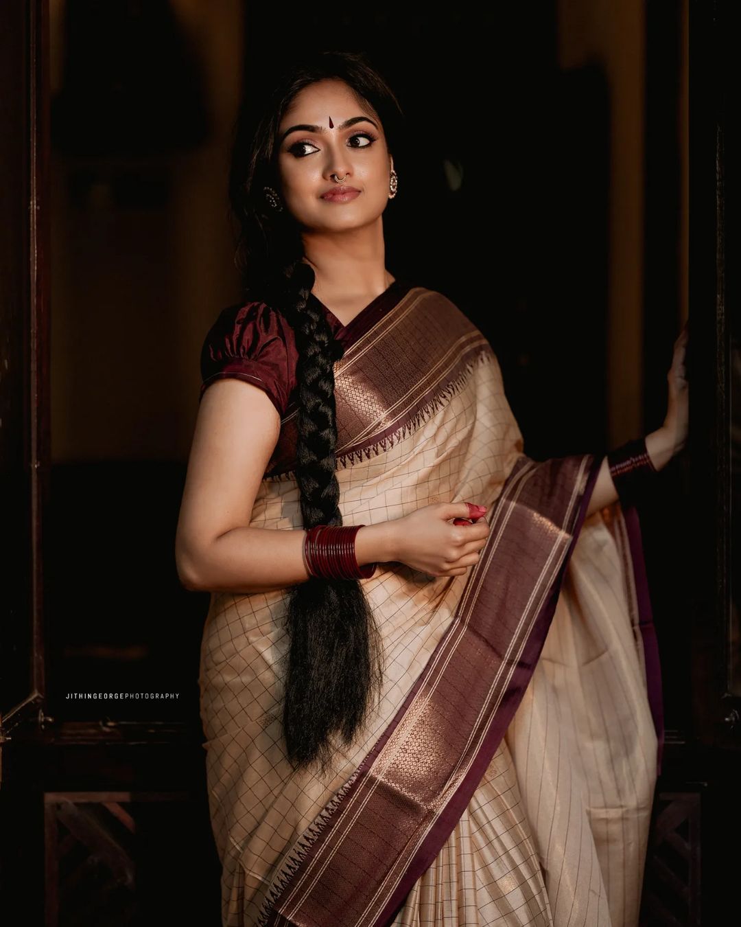 Cream Color Soft Kanjivaram Banarasi Silk Saree