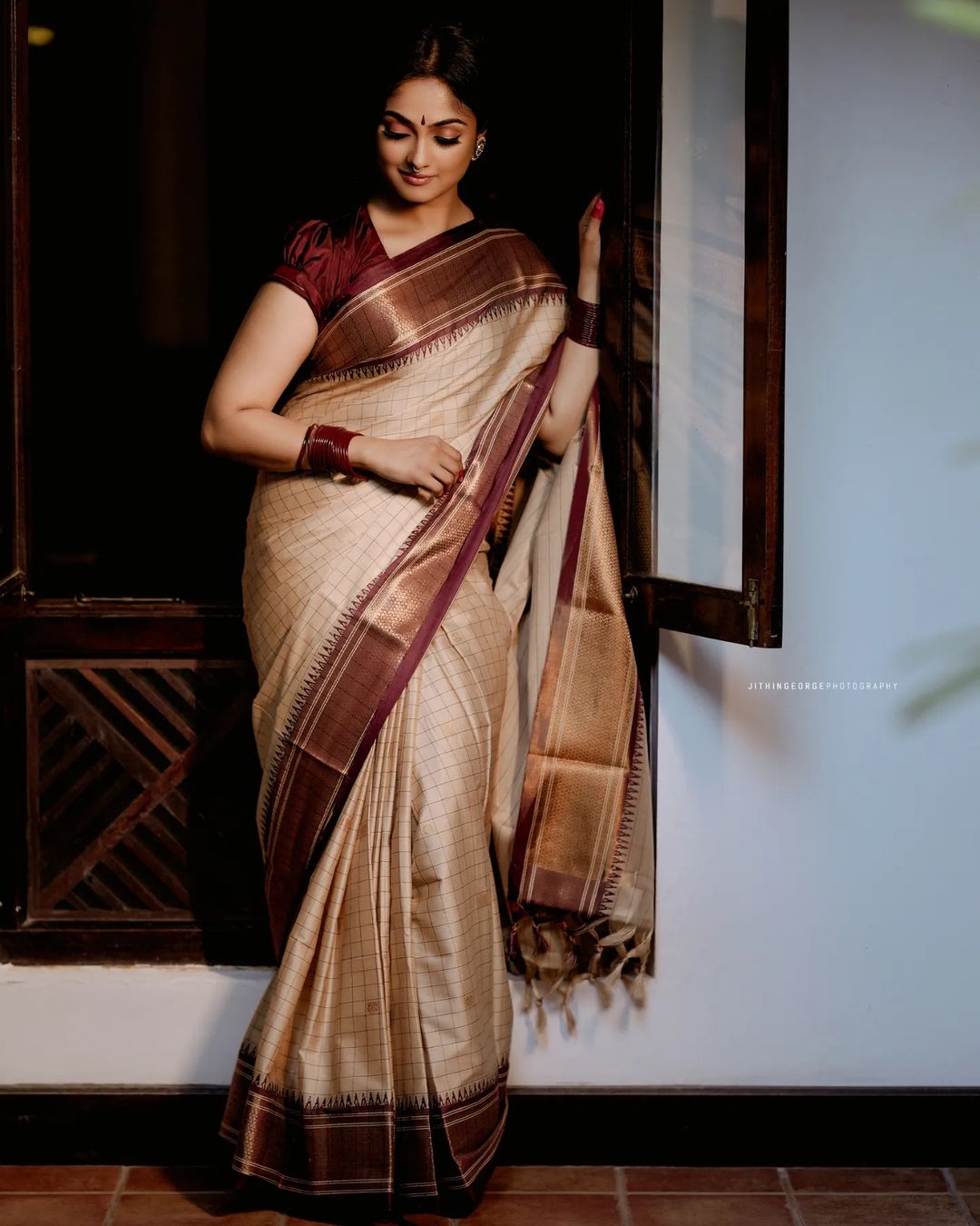 Cream Color Soft Kanjivaram Banarasi Silk Saree