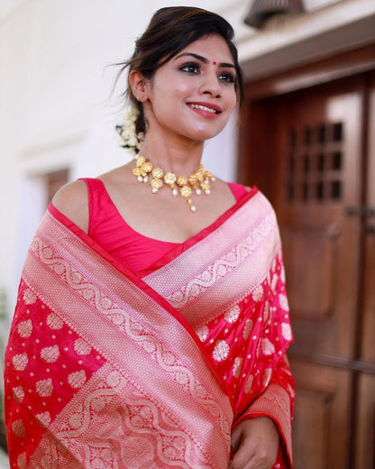 Good Looking Dark Pink Color Silver Jari Design Saree