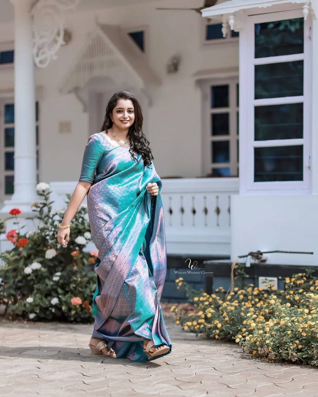 Sky With Pink shaded Fancy Saree