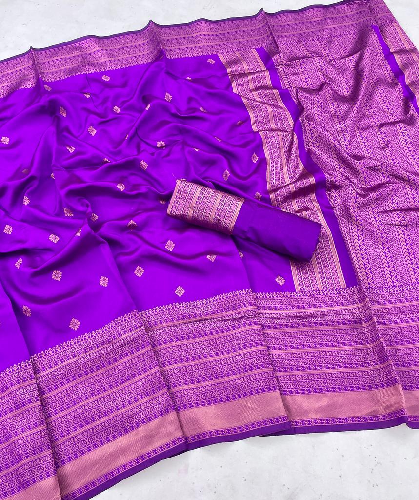 Traditional Wear Purple Color Banarasi Silk Saree