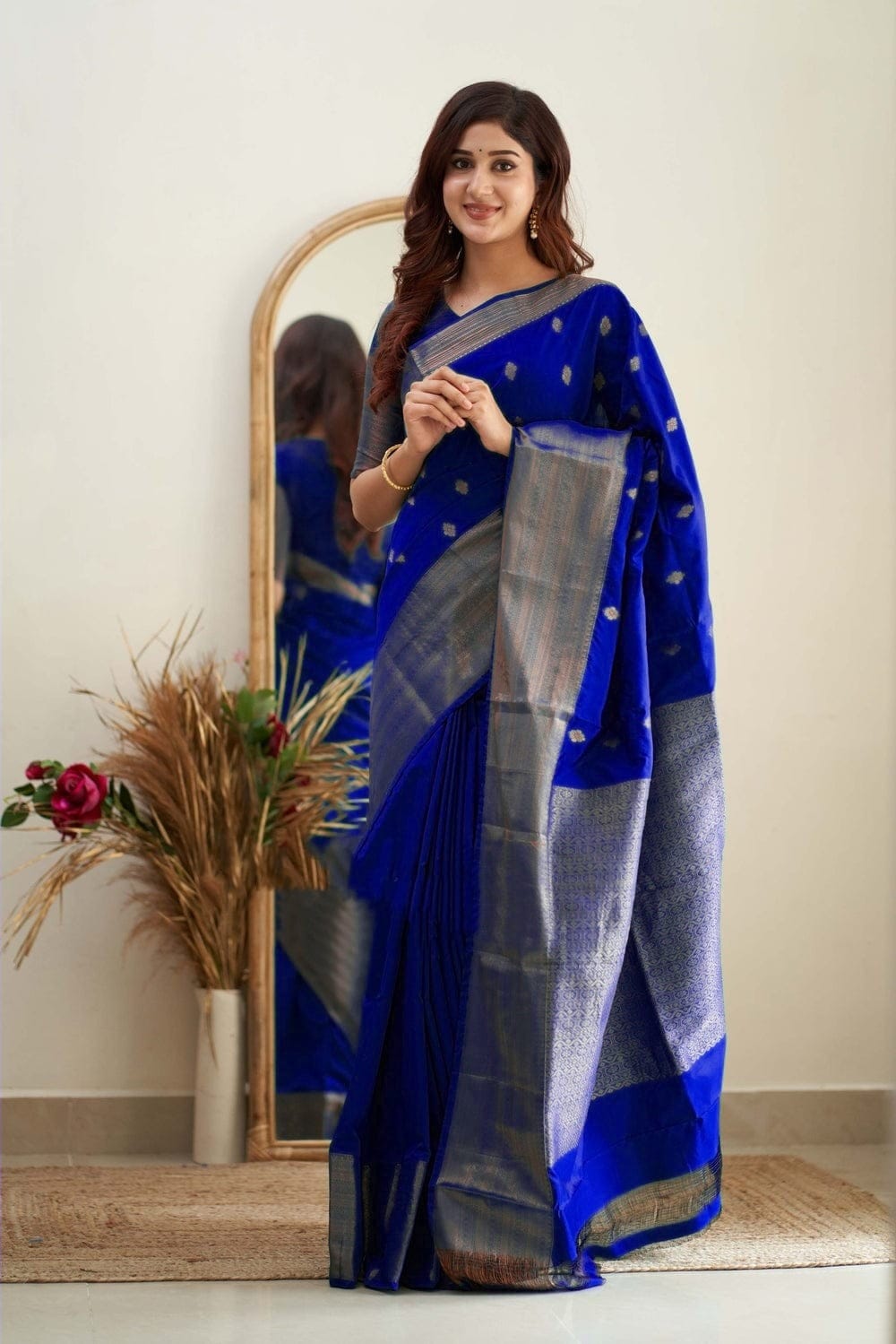 Festive Wear Blue color soft Banarasi Silk Saree