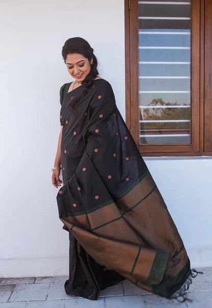 Latest Banarasi Soft Silk Black Color Saree