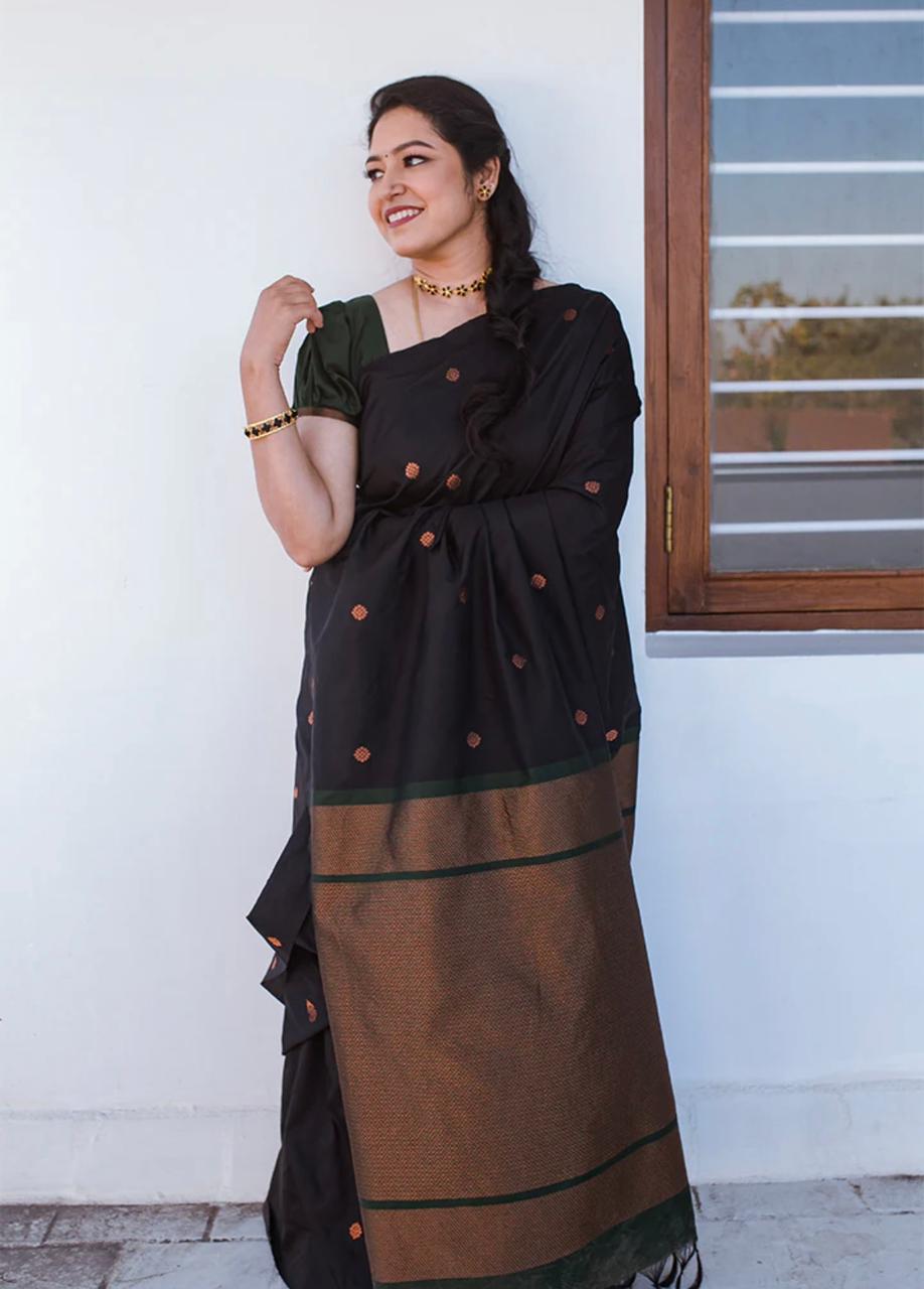 Latest Banarasi Soft Silk Black Color Saree