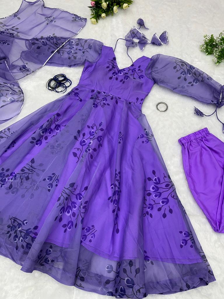 Organza Silk Purple Color Amazing Anarkali Suit
