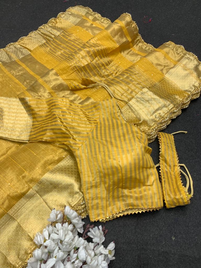 Cotton Silk Yellow Color Festive Wear Saree