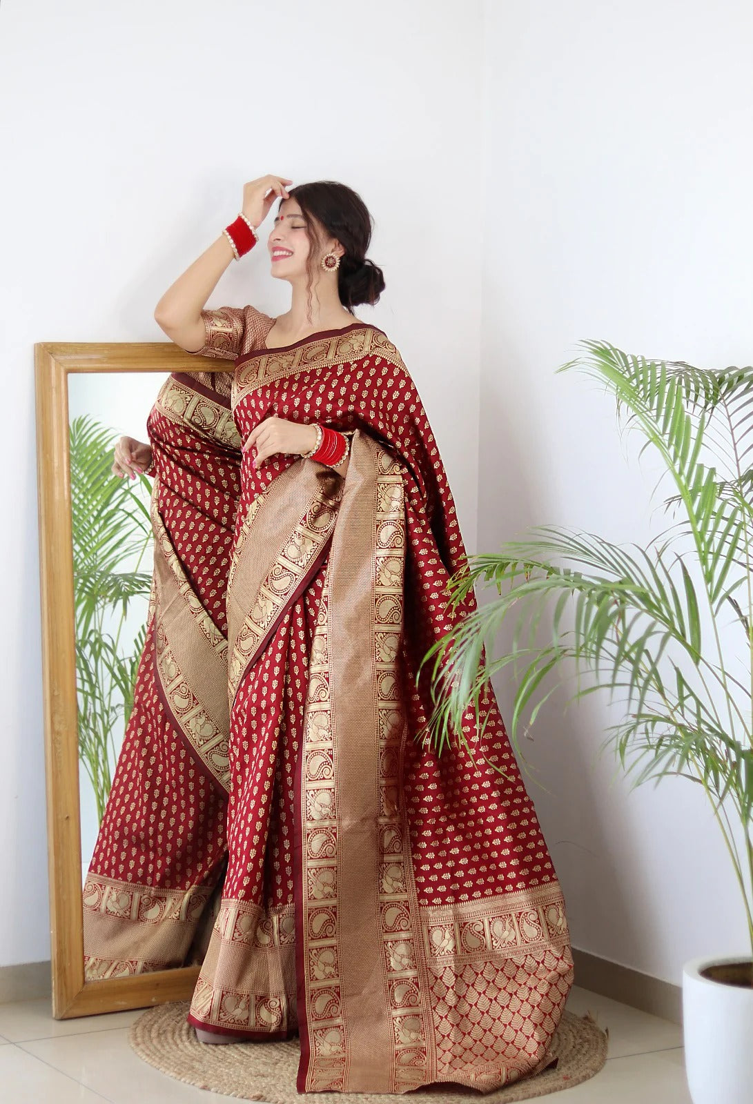 Lichi Silk Captivating Maroon Color Saree