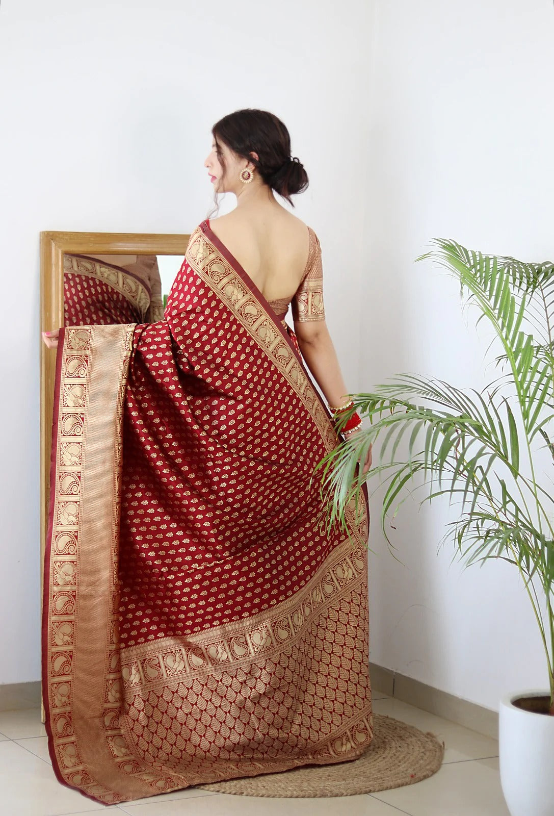 Lichi Silk Captivating Maroon Color Saree