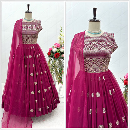 Occasion wear Pink Color Sequence Work Gown