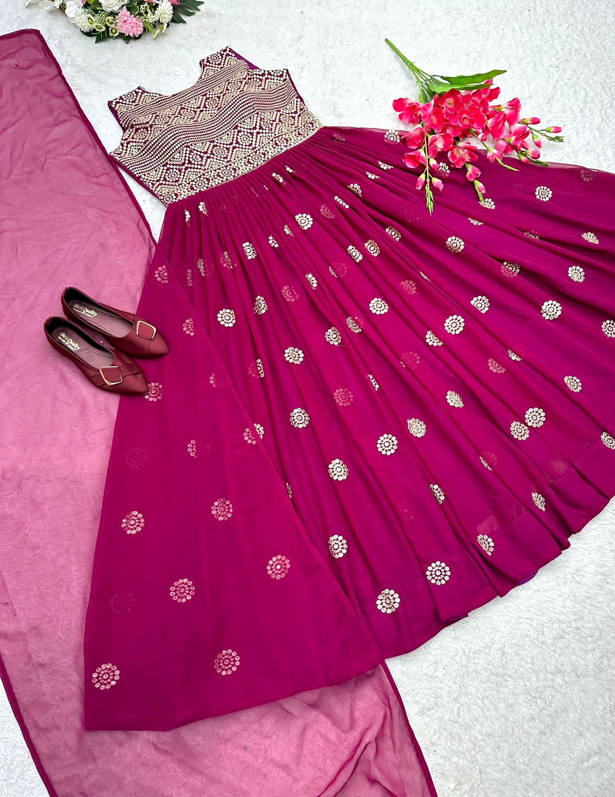 Occasion wear Pink Color Sequence Work Gown