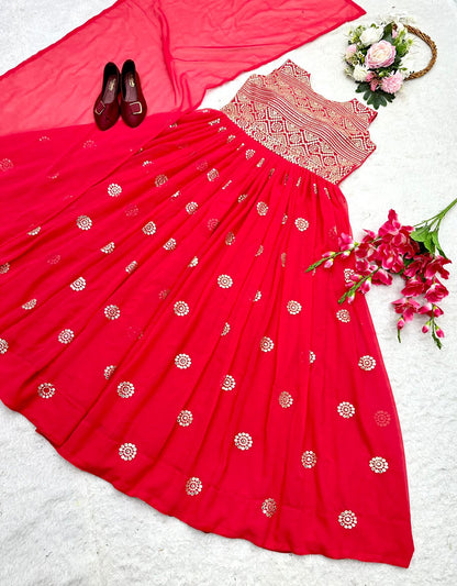 Occasion wear Red Color Sequence Work Gown