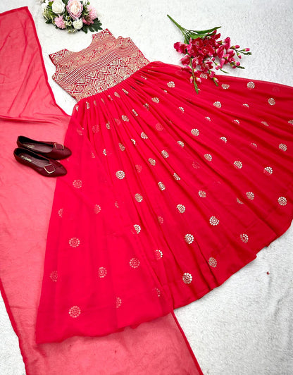 Occasion wear Red Color Sequence Work Gown