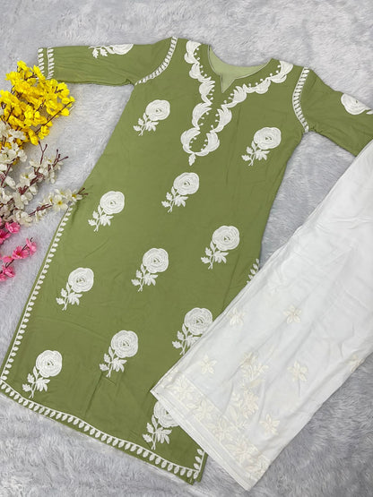 Summer Special Green Top With White Sharara