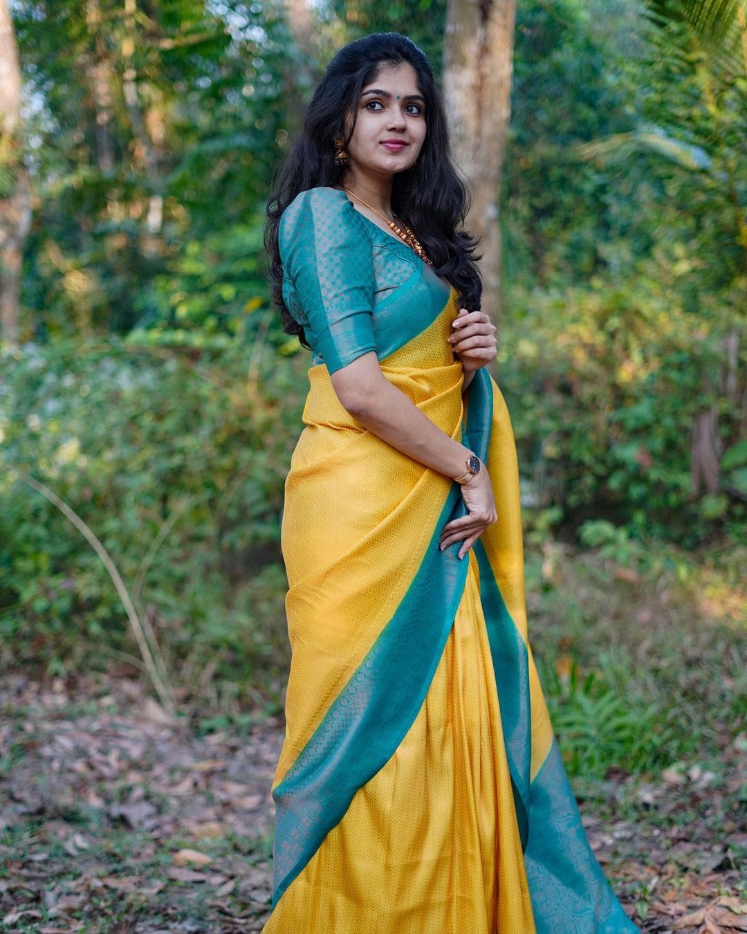 Beautiful Yellow Color Saree With Sky Blue Border