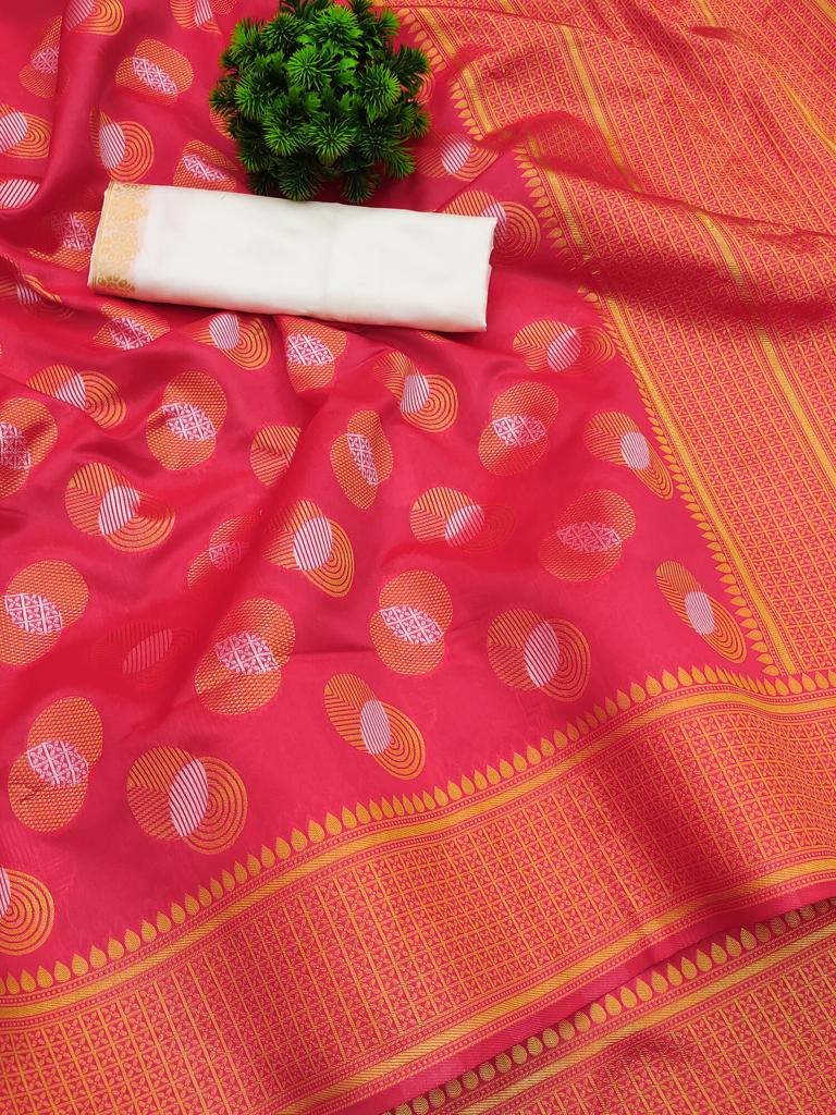 Banarasi Silk Pink Color Handloom Weaving Saree