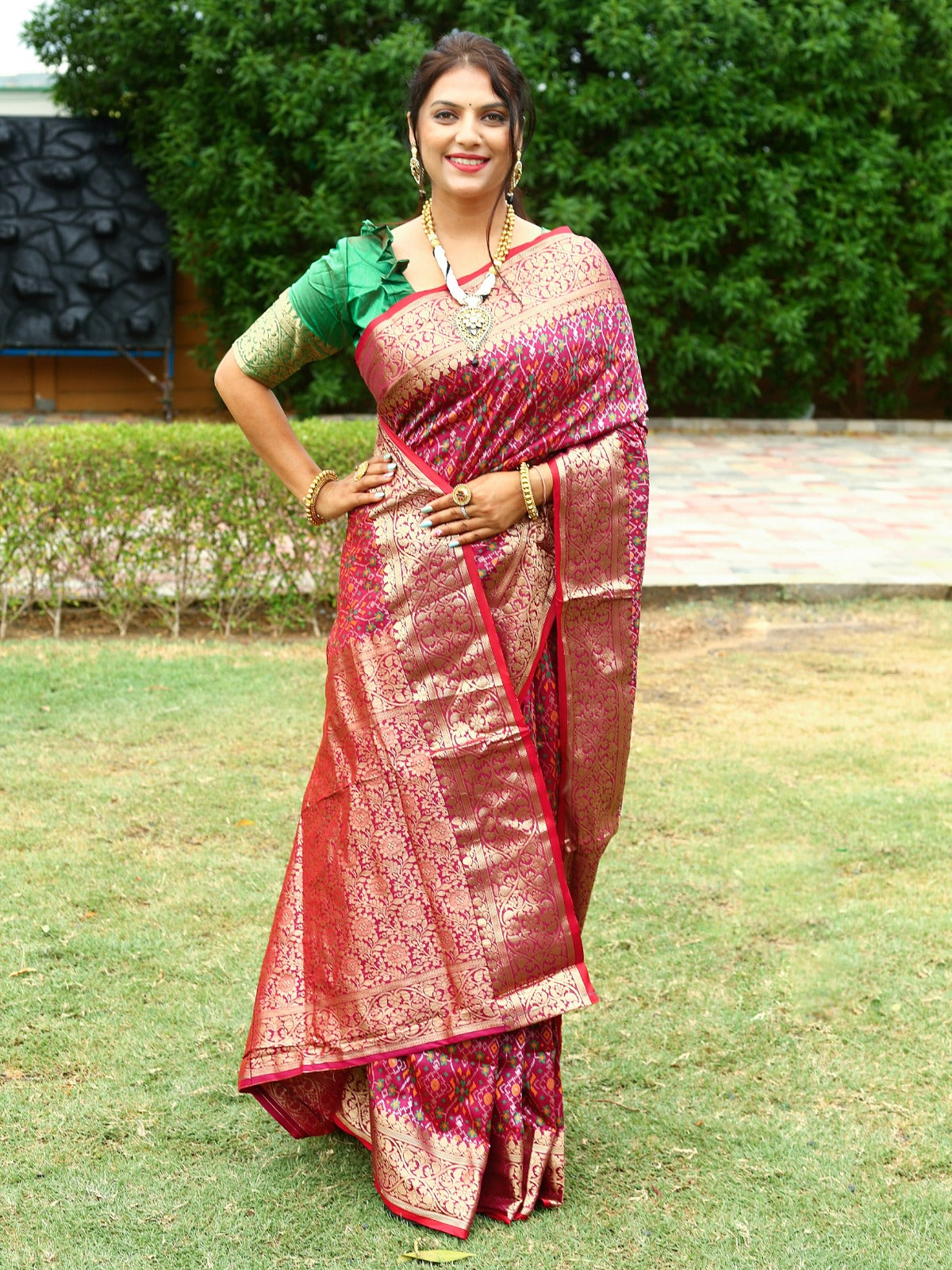 Wedding Wear Pink Color Zari Weaving Saree