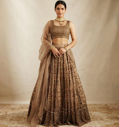 Bridal Wear Brown Color Lehenga Choli