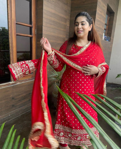 Beautiful Red Color Sequence Work Salwar Suit