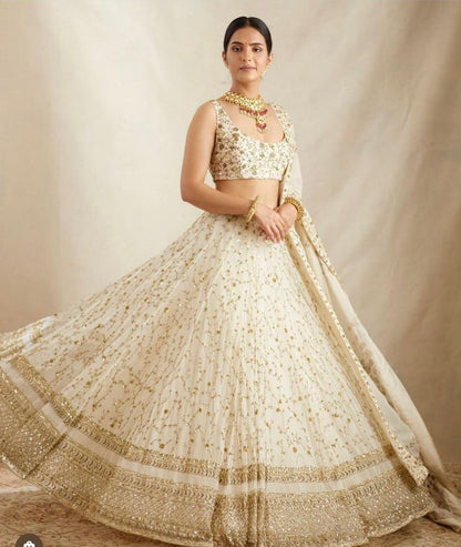 White Color Sequence Work Lehenga Choli