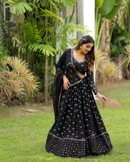 Glamourous Black Color Function Wear Lehenga Choli