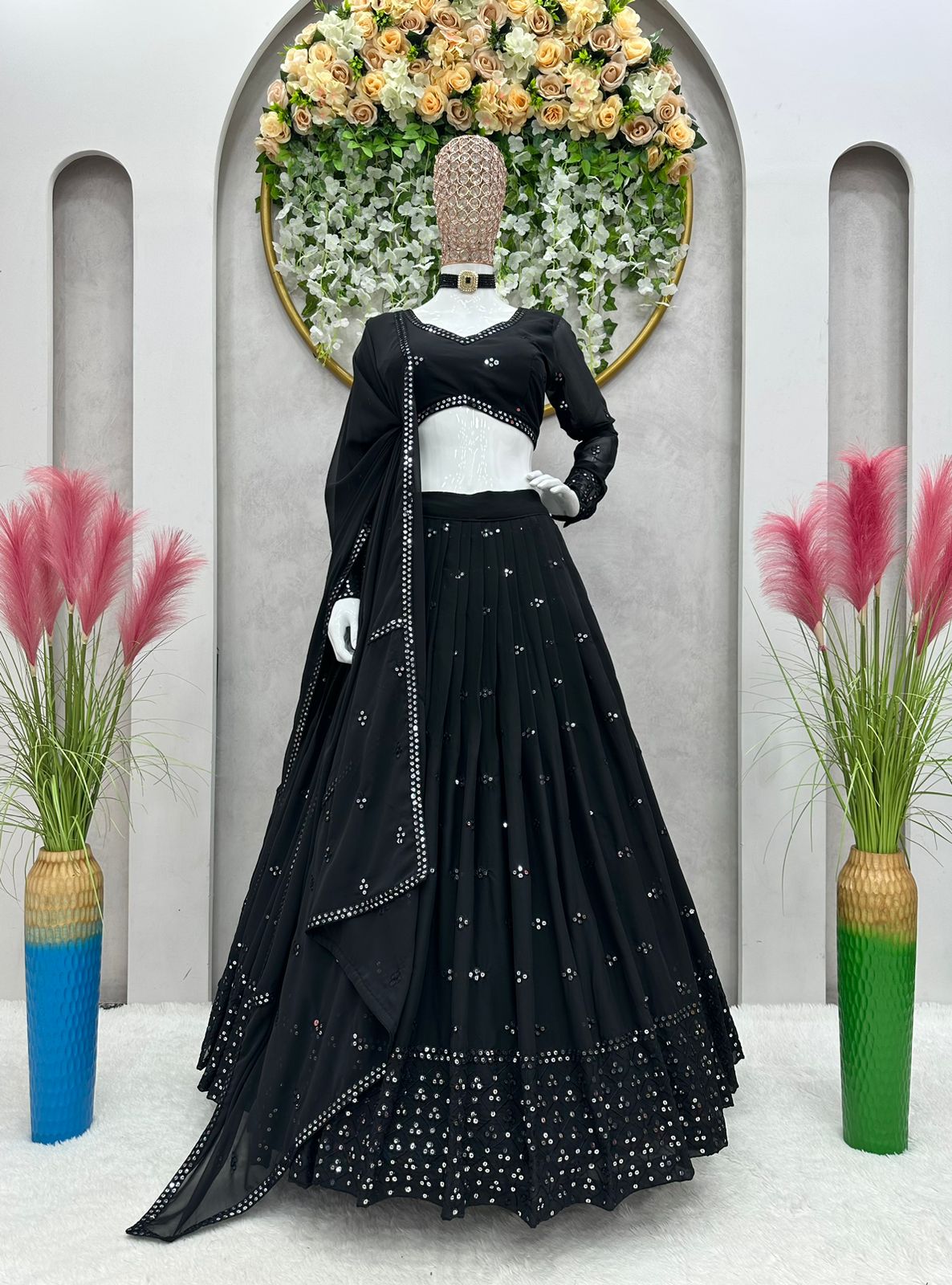 Glamourous Black Color Function Wear Lehenga Choli