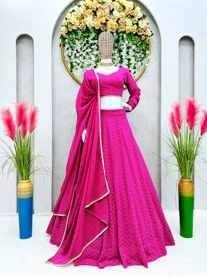 Festive Wear Sequence Work Pink Color Lehenga Choli