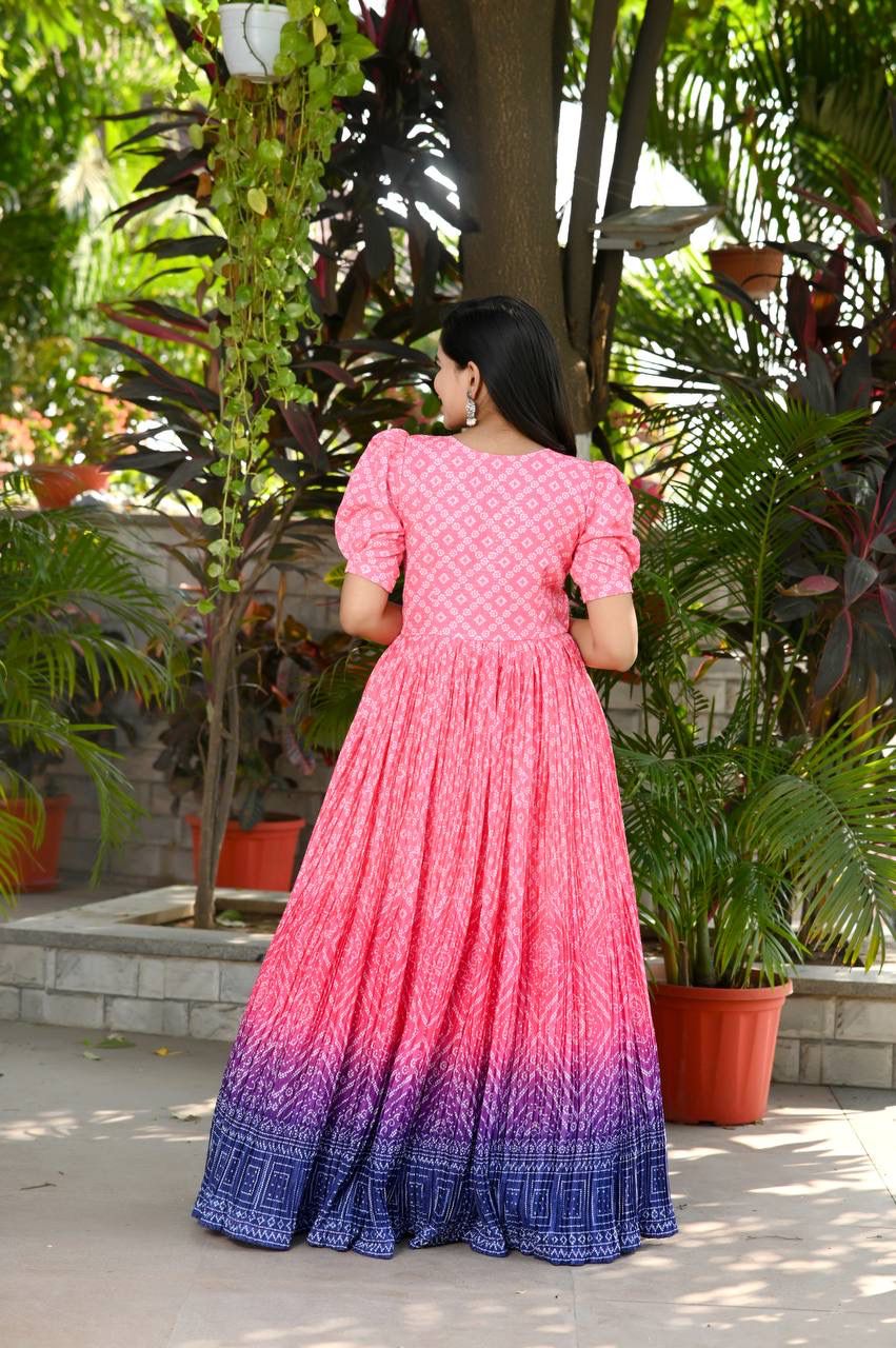 Beautiful Crush Pleating Pink Designer Gown