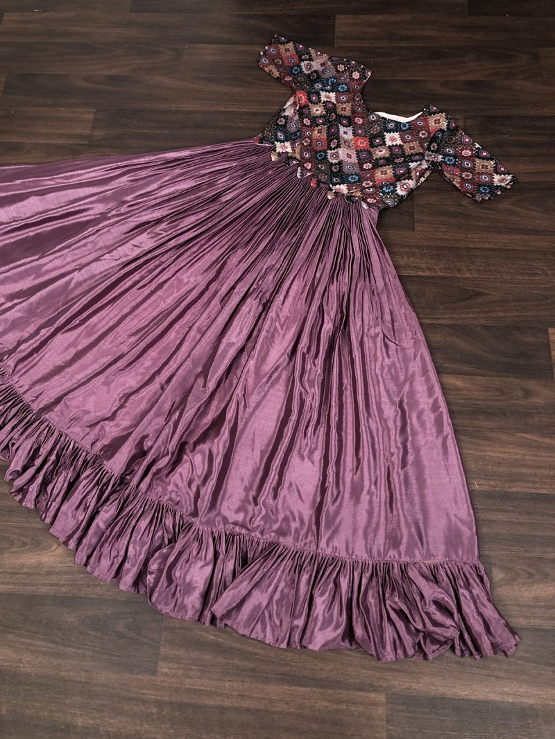 Lovely Dusty Pink Color Sequence Work Gown