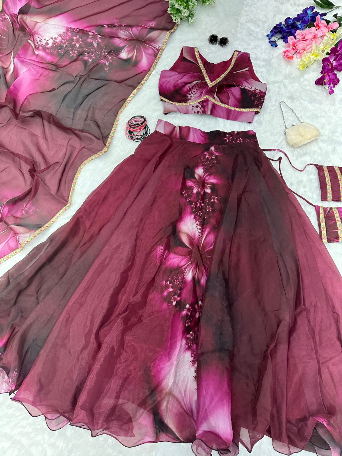 Party Wear Maroon Color Lehenga Choli