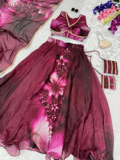 Party Wear Maroon Color Lehenga Choli