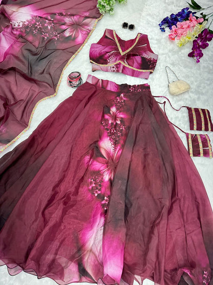 Party Wear Maroon Color Lehenga Choli