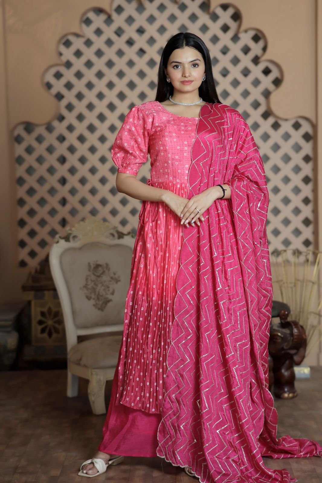Awesome Digital Print Pink Color Sharara Suit