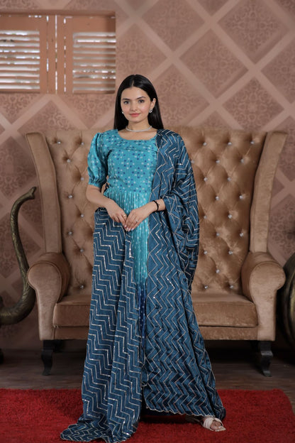 Awesome Digital Print Sky Blue Color Sharara Suit