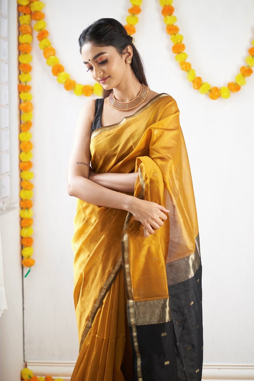 Beautiful Rich Pallu Yellow Color Saree