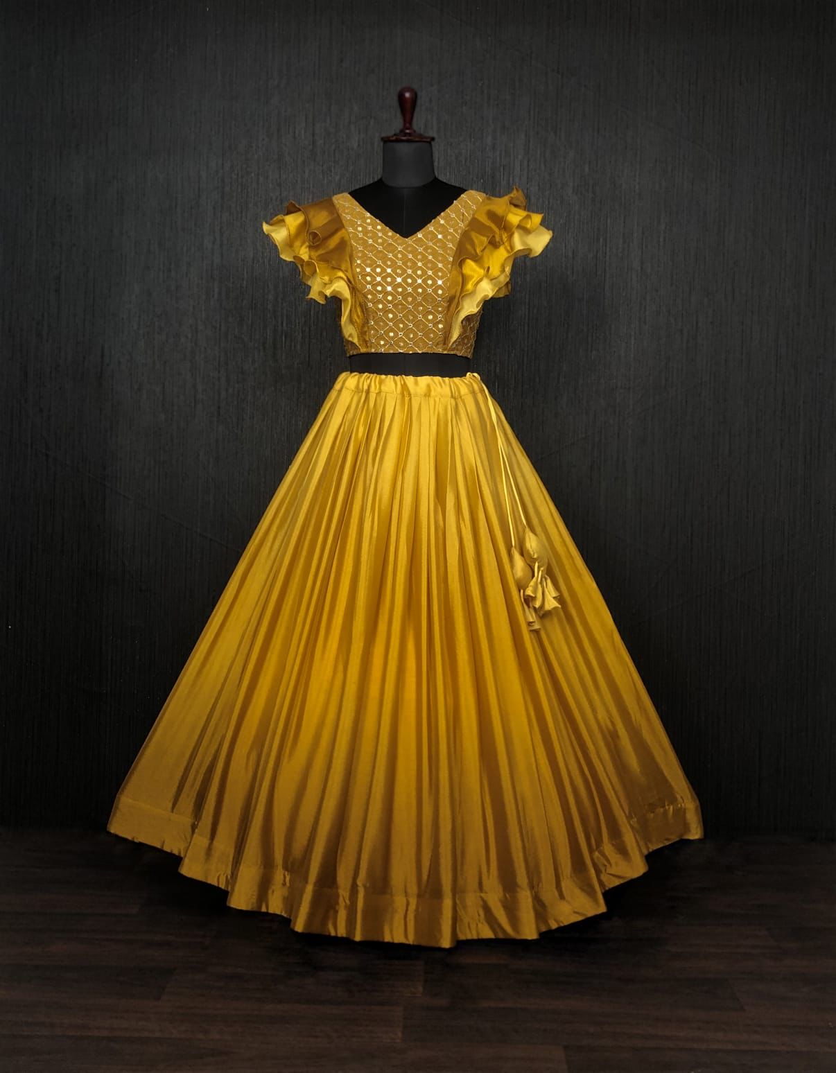 Stylish Yellow Color Double Tone Lehenga Choli