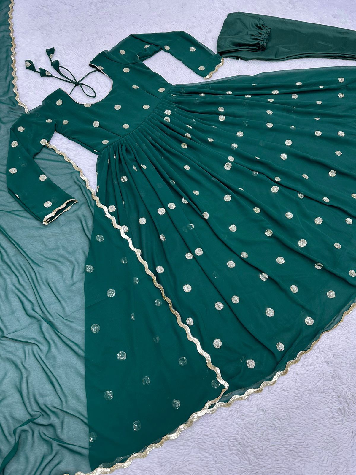 Beautiful Work Teal Blue Color Anarkali Gown