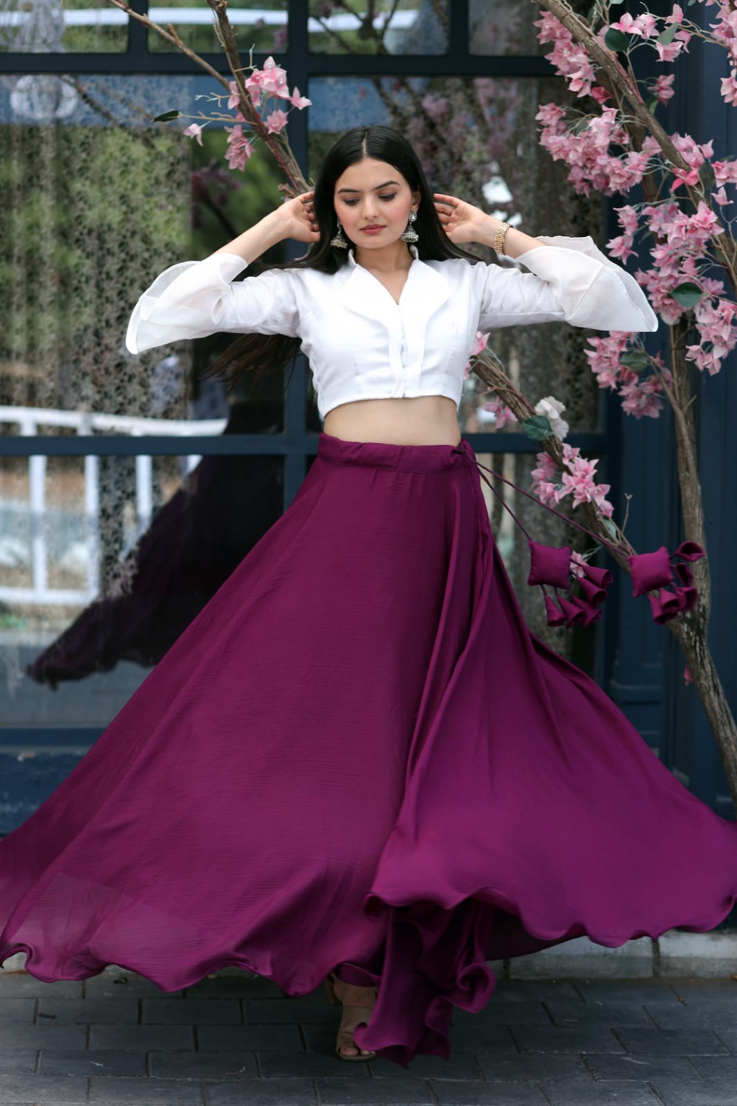 Pretty Wine Plain Lehenga With Stylish Blouse